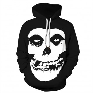 Black Skull Hoodie 3D Print Pattern Halloween Sweatshirt