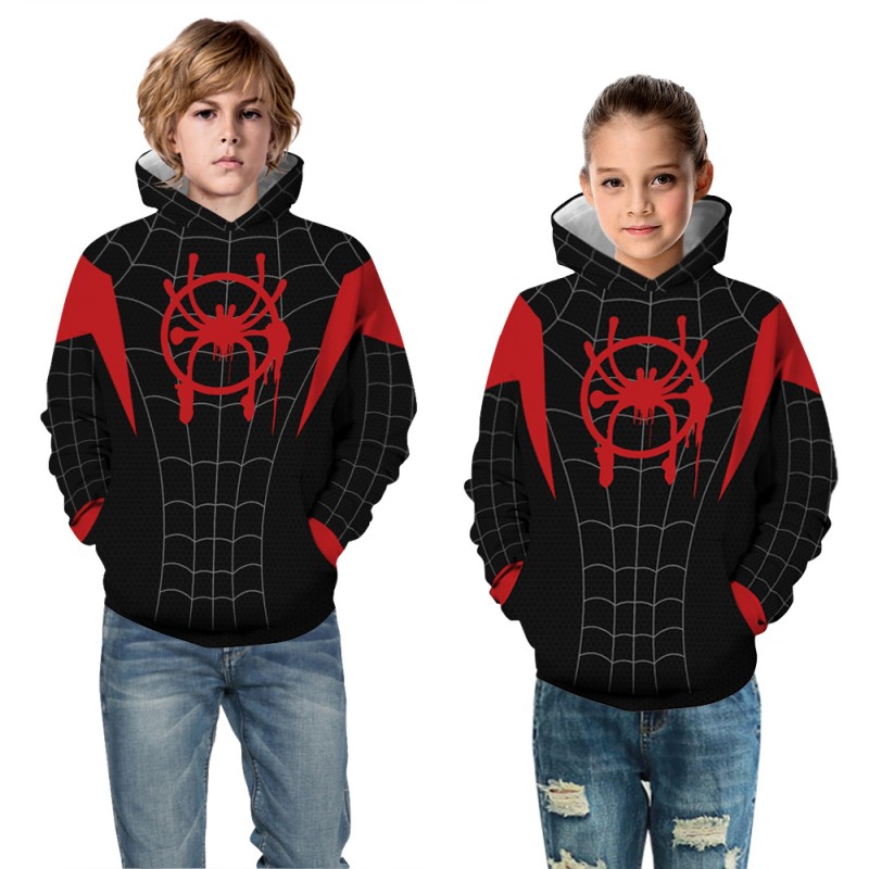Kid's Spider-Man Miles Morales Into the Spider-Verse Hoodie Jacket Sweatshirt 