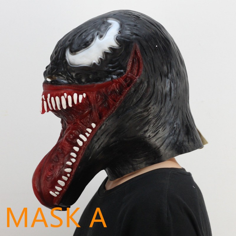 Scary Venom Mask Resin Face Mask Halloween Cosplay Horrible Party Prop Black 