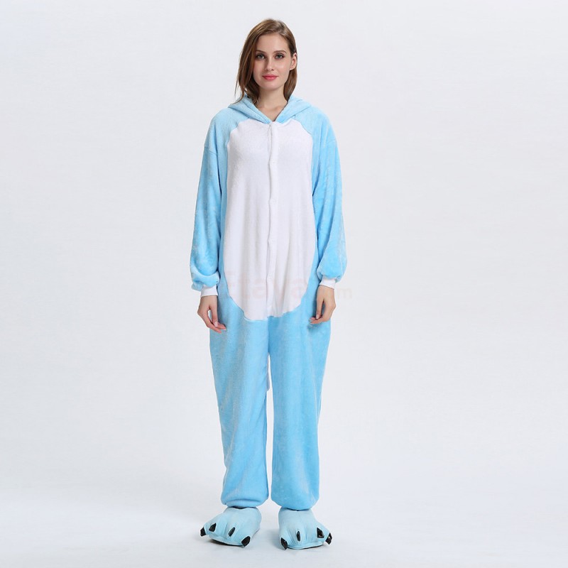 Blue Cat Kigurumi Animal Onesie Pajama Costumes for Adult