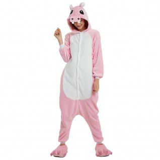 Pink Hippo Kigurumi Animal Onesie Pajama Costumes for Adult