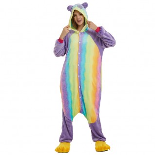 Colorful Kung Fu Panda Kigurumi Animal Onesie Pajama Costumes for Adult