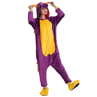 Purple Dragon Kigurumi Onesies Pajamas Animal Onesies for Adult