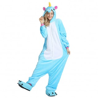 Unicorn Blue Kigurumi Animal Onesie Pajama Costumes for Adult