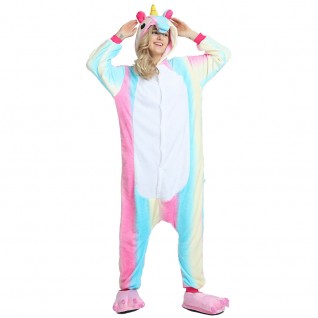 Rainbow Unicorn Kigurumi Animal Onesie Pajama Costumes for Adult