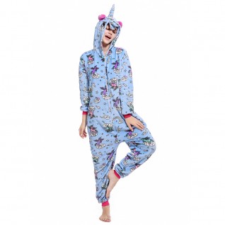 Blue Zipper Unicorn Onesie Pajamas Animal Onesies for Adult