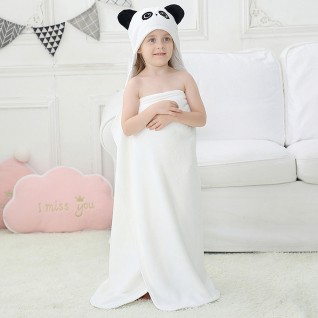 Kids Coral Fleece Bath Towels Panda Hooded Cloak Bath Towel