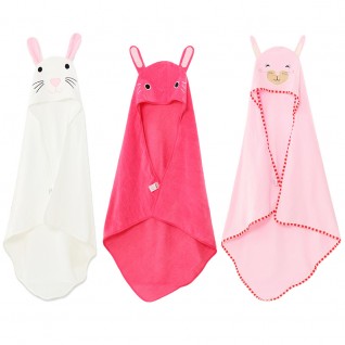 Baby Coral Fleece Bath Towels Rabbit Hooded Cloak Bath Towel Three Colors