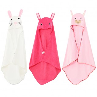 Baby Coral Fleece Bath Towels Rabbit Hooded Cloak Bath Towel Three Colors