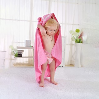 Baby Coral Fleece Bath Towels Monsters Hooded Cloak Pink Bath Towel