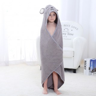 Grey Coral Fleece Bath Towels Mouse Hooded Cloak Bath Towel for Baby