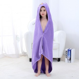 Kids Coral Fleece Bath Towels Owl Hooded Cloak Bath Towel