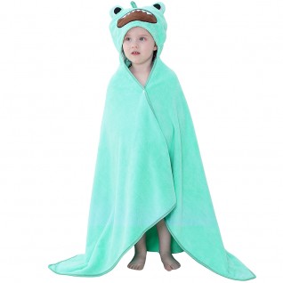 Baby Coral Fleece Bath Towels Frog Hooded Cloak Bath Towel