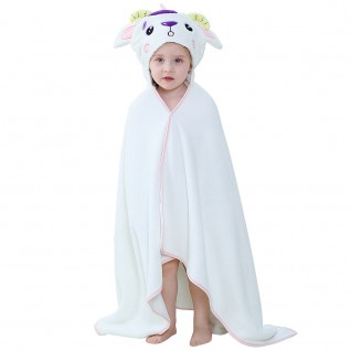 Baby Coral Fleece Bath Towels Sheep Hooded Cloak Bath Towel
