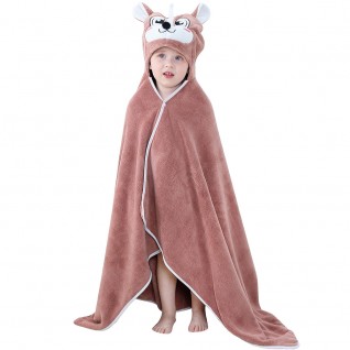 Baby Coral Fleece Bath Towels Squirrel Hooded Cloak Bath Towel