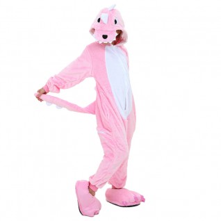 Kids Pink Dinosaur Kigurumi Onesies Pajamas Animal Costumes