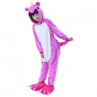 Kids Animal Onesies Pajamas Unicorn Rose Red Kigurumi Onesies Pajamas