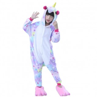 Kids Colorful Unicorn Kigurumi Animal Onesies Pajamas