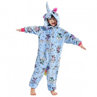 Kids Zipper Unicorn Kigurumi Animal Kids Onesies Pajamas