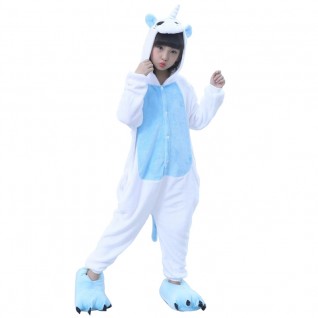 Kids Unicorn Blue Kigurumi Onesies Animal Costume Pajamas