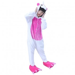 Kids Onesies Unicorn Rose Red Kigurumi Animal Pajamas Costumes