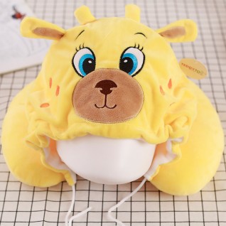 U-shaped Pillow with Cap Yellow Deer Neck Pillow