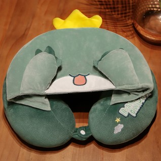 Green Monsters U-shaped Pillow with Cap Neck Pillow