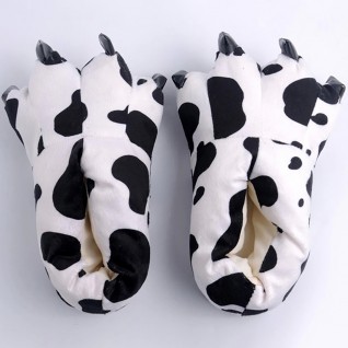 Animal Onesies Slippers Cow Black with White Shoes