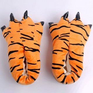 Animal Onesies Tigger Slippers Orange with Black Shoes