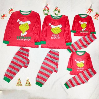 Christmas Family Pajamas Two-piece Suit Christmas Grinch Printed Pajamas