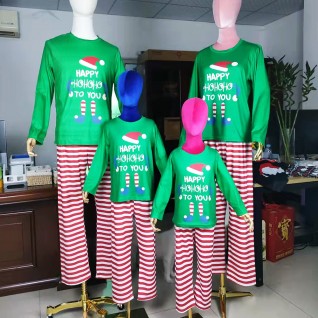 Christmas Family Pajamas Two-piece Suit Christmas Hat Printed Pajamas