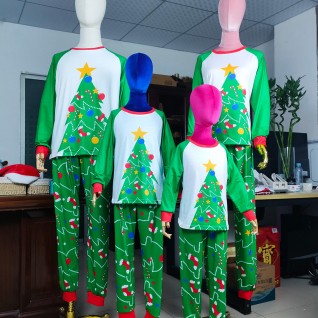 Christmas Family Pajamas 2-piece Suit Christmas Tree Printed Pajamas