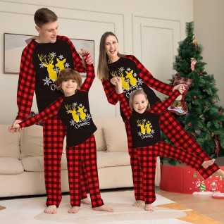 Christmas Family Pajamas 2-piece Suit Golden Elk Printed Pajamas