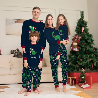 Christmas Family Pajamas 2-piece Suit Christmas Dinosaurs Printed Pajamas