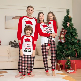 Christmas Family Pajamas 2-piece Suit Christmas Words Printed Pajamas