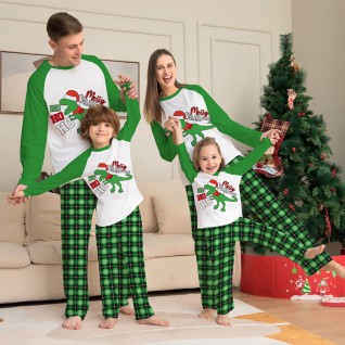 Dinosaurs Printed Green Pajamas Christmas Family Pajamas 2-piece Suit Christmas