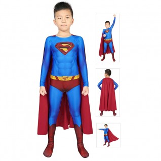 Superman Returns Cosplay Costume Kids Superman Clark Kent Jumpsuit