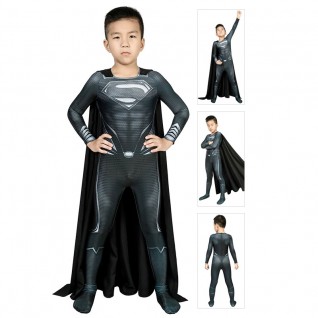 Black Superman Costume for Kids Justice League Clark Kent Superman Cosplay Suits