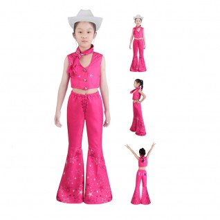 2023 Doll Movie Barbie Pink Cosplay Costume for Kids