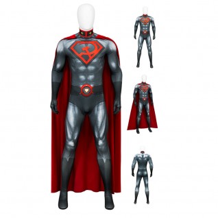 Superman Jumpsuit Clark Kent Cosplay Costumes Halloween Man Suit Red Cloak