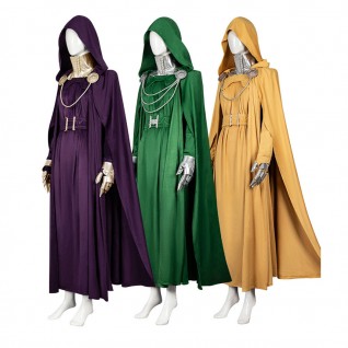 Avengers Doomsday Latveria Witch Robe Costume Green Yellow Purple Cloak